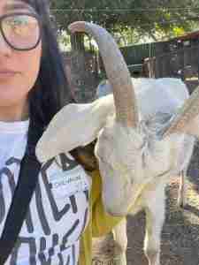 Shevaun Zakhir with goat